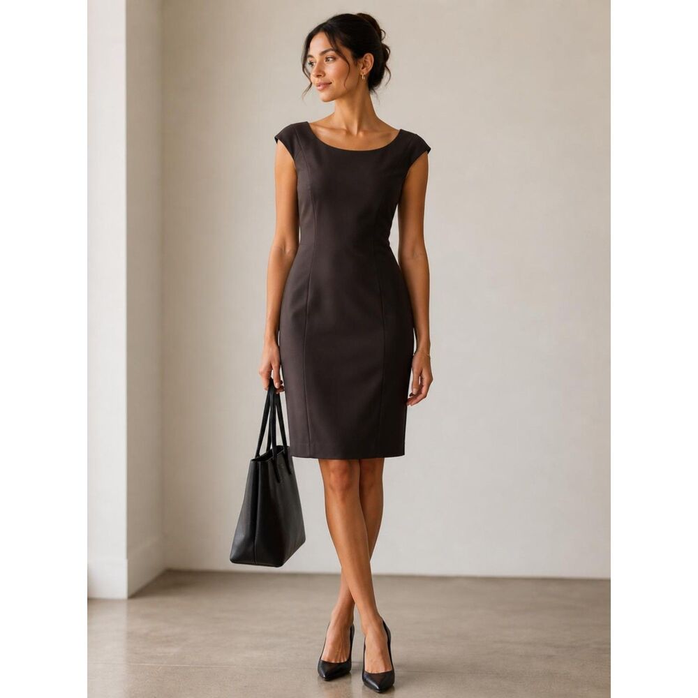 H&M Black Sheath Dress Size 8 Sleeveless Career Office Classic Chic